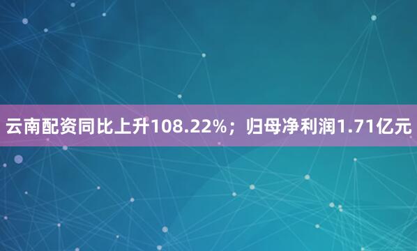 云南配资同比上升108.22%；归母净利润1.71亿元