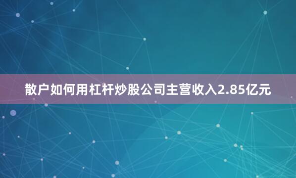 散户如何用杠杆炒股公司主营收入2.85亿元